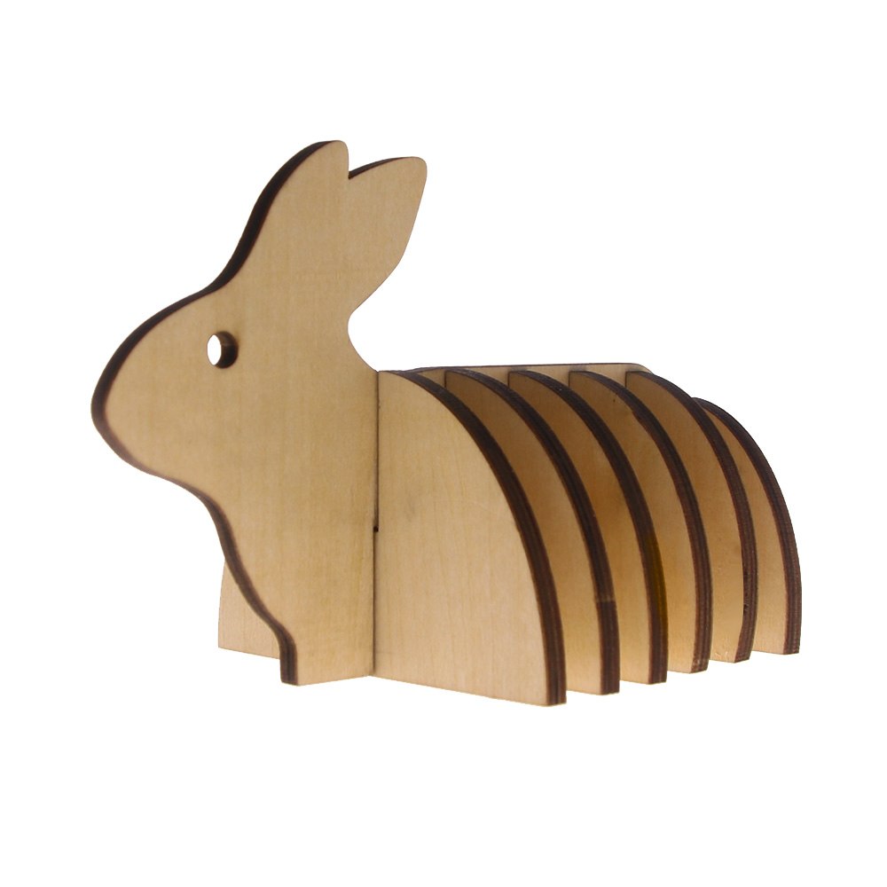 7Pieces/Set Lovely Bunny Art Decoration Wooden Pin Coaster Creative Rabbit Coffee Cup Mat Personality Table Decor by Woody Signs Co. - Handmade Crafted Unique Wooden Creative