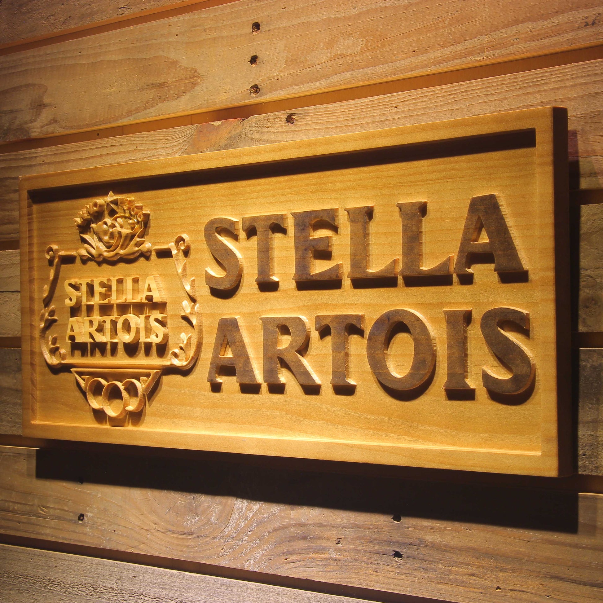 Stella Artois  3D Wooden Signs by Woody Signs Co. - Handmade Crafted Unique Wooden Creative