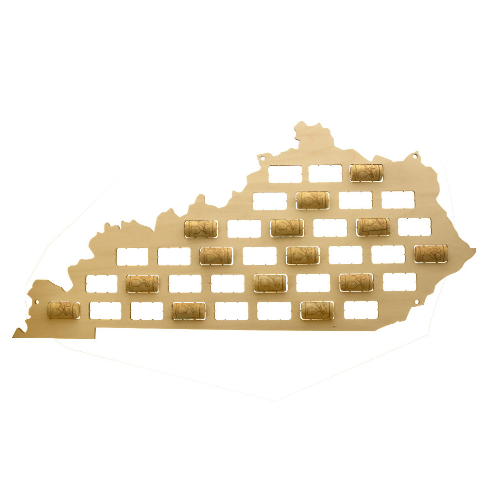 Kentucky of the United States Cork Map Rustic Kentucky Sign Cork Wood Cutout Multiple Sizes Cork Holder by Woody Signs Co. - Handmade Crafted Unique Wooden Creative
