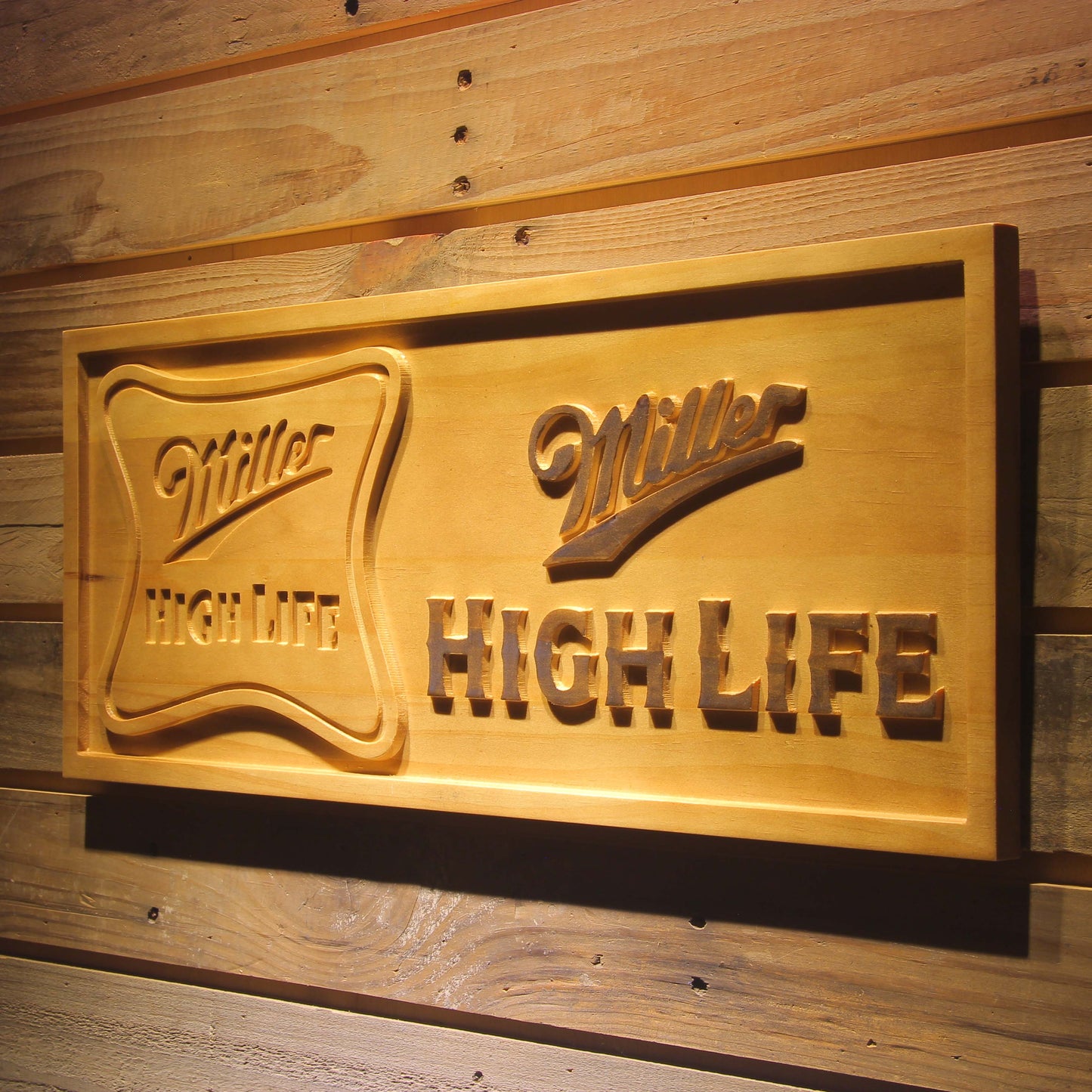 Miller High Life 3D Wooden Signs by Woody Signs Co. - Handmade Crafted Unique Wooden Creative