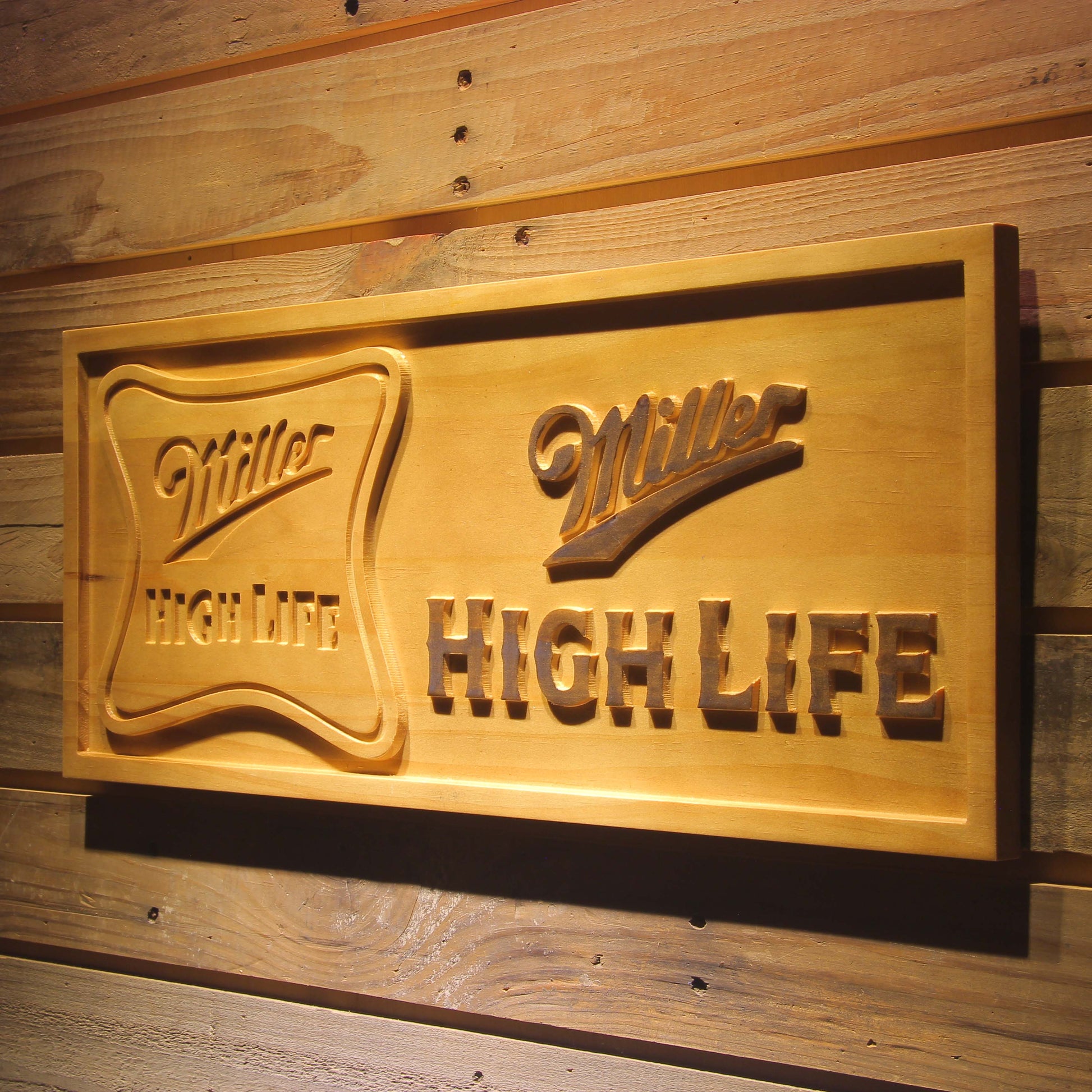 Miller High Life  3D Wooden Signs by Woody Signs Co. - Handmade Crafted Unique Wooden Creative
