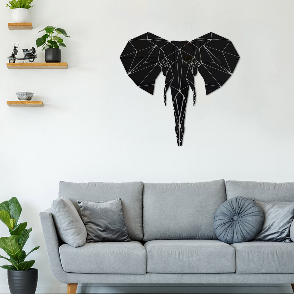 Elephant Acrylic Mirror Wall Stickers Wildlife Animal Mural Geometric Elephant Shape Wall Mirror Safari DIY by Woody Signs Co. - Handmade Crafted Unique Wooden Creative