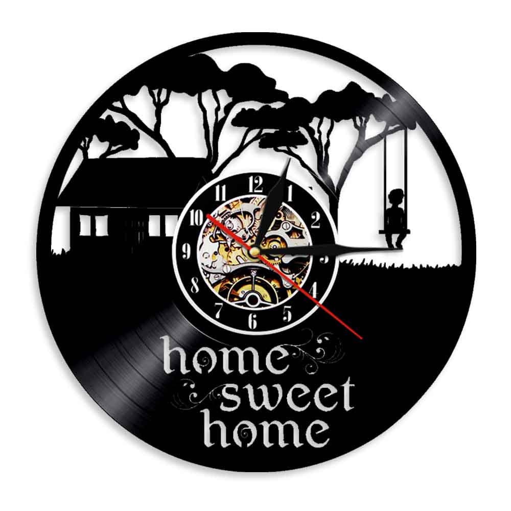 Kid Swinging In A Tree Wall Clock Home Sweet Home Vinyl Record Wall Clock Happy Childhood Housewarming Gift by Woody Signs Co. - Handmade Crafted Unique Wooden Creative