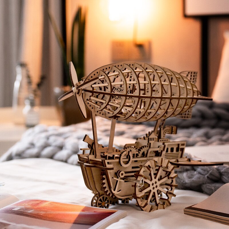 DIY Moveable Airship Gear Drive by Clockwork 3D Wooden Hobbies Gift for LK702 by Woody Signs Co. - Handmade Crafted Unique Wooden Creative