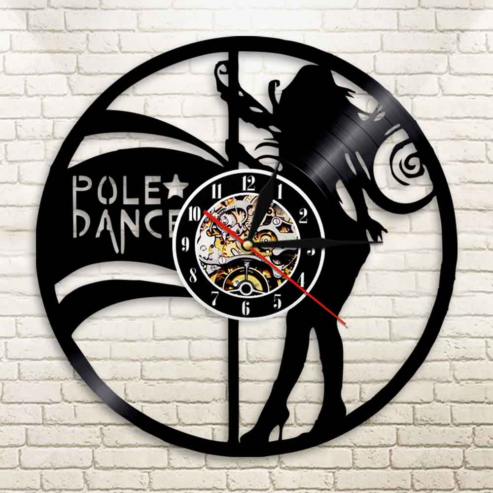 Pole Dancer Clock Night Club Girl Sexy Female Strippers Wall Clock Gift For Dancers Dancing Modern Vinyl Record Clock by Woody Signs Co. - Handmade Crafted Unique Wooden Creative
