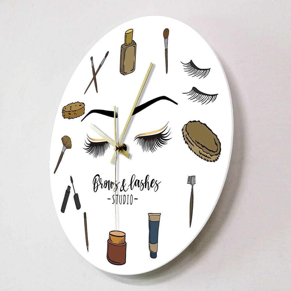 Brows Lashes Studio Silent Quartz Wall Clock Cosmetology Decor Lash Business Esthetician Lash Lady Gift Idea by Woody Signs Co. - Handmade Crafted Unique Wooden Creative