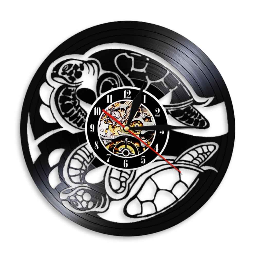 Beach Life Sea Animal Amphibian Turtle Wall Clock Sea Turtle Summer Vinyl Record Wall Clock Tortoise by Woody Signs Co. - Handmade Crafted Unique Wooden Creative