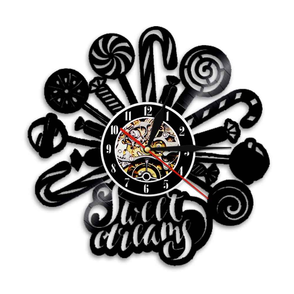 Lollipops Candy Design Vinyl Record Wall Clock Sweet Dreams Kids Room Decor Sweet House Shop Clocks by Woody Signs Co. - Handmade Crafted Unique Wooden Creative