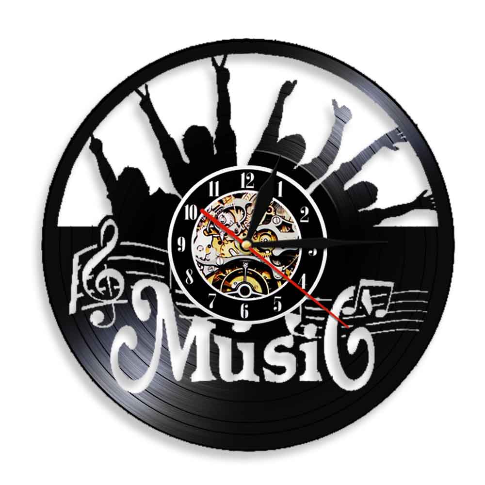 Put Up Your Hand Music Rock N Roll Vinyl Record Wall Clock Hanging Modern Silent Watch Rock Music Lover by Woody Signs Co. - Handmade Crafted Unique Wooden Creative