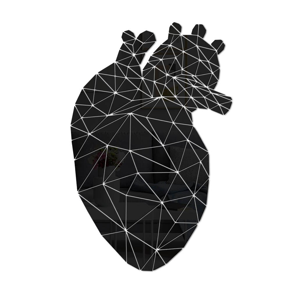 Heart Shaped Acrylic 3D Mirrored Sticker Mural Mirror DIY Living Room Entrance Abstract Polygonal Line Wall Stickers by Woody Signs Co. - Handmade Crafted Unique Wooden Creative