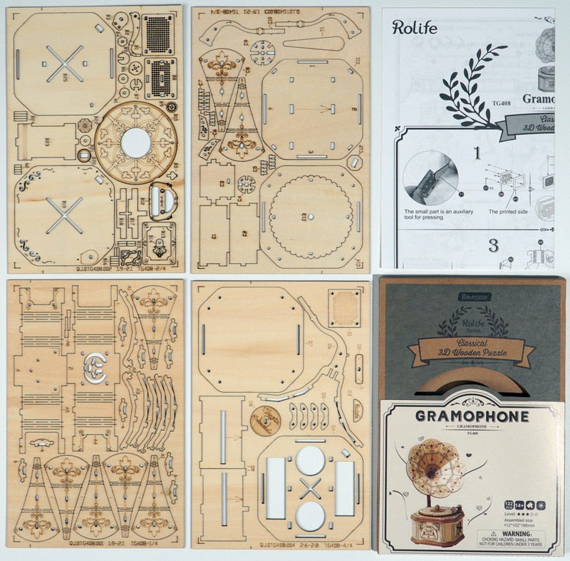 New Arrival DIY 3D Wooden Gramophone  Kit  Gift for  Friend (TG408 Gramophone) by Woody Signs Co. - Handmade Crafted Unique Wooden Creative