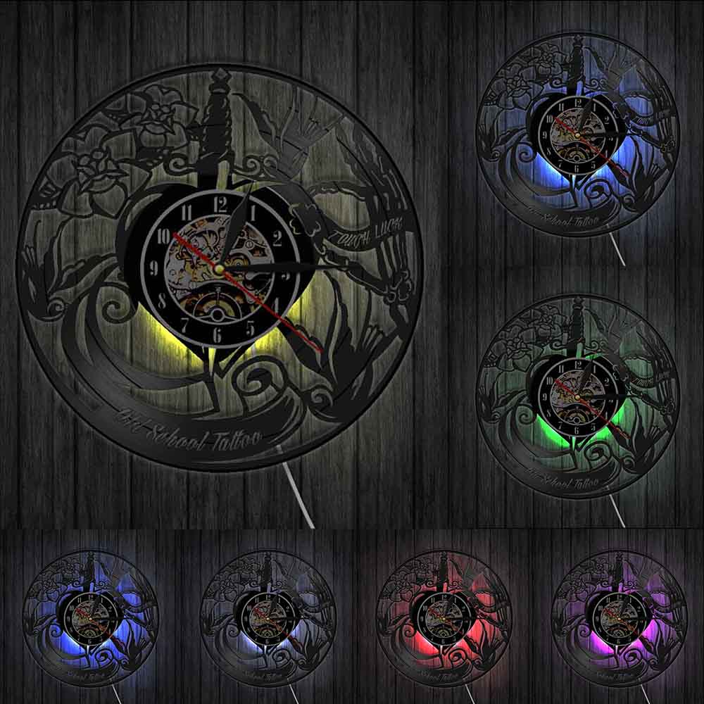 Tattoo Studio Vinyl Record Wall Clock Custom Order Your design Your logo Your Image Tattoo Shop Decoration Clock by Woody Signs Co. - Handmade Crafted Unique Wooden Creative