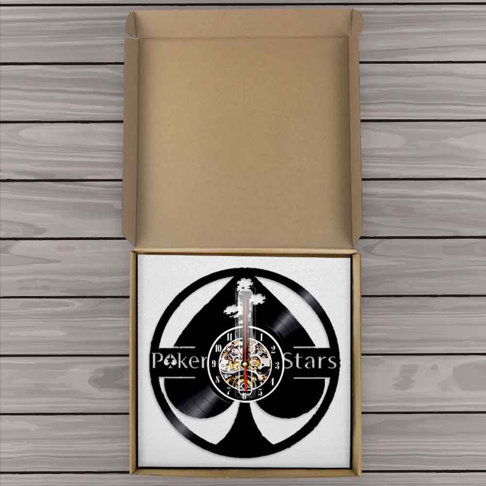 Lucky Poker Ace of Spades Vinyl Record  5 Stars Gift Star Tonight Wall Clock Poker Player Vinyl Clock Gamblers Gift by Woody Signs Co. - Handmade Crafted Unique Wooden Creative