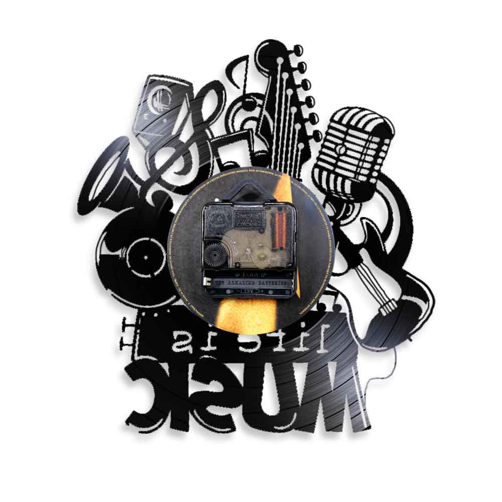 Life Is Music Wall Clock Modern Clock Make Of Vinyl Record Music Instruments Clock Unique For Music Lovers by Woody Signs Co. - Handmade Crafted Unique Wooden Creative
