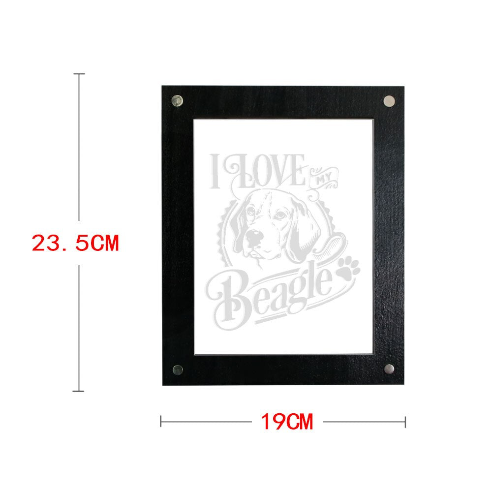 I Love My Beagle Handmade Picture Frame LED Sleepy Bedside Lamp English Beagle Puppy Dog Pet Lighting Frame Decor by Woody Signs Co. - Handmade Crafted Unique Wooden Creative