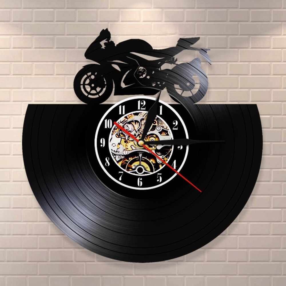 Japanese Motorbike Vinyl Record Wall Clock Retro Motorcycle Modern Clock Watch For Motorcycle Fans by Woody Signs Co. - Handmade Crafted Unique Wooden Creative