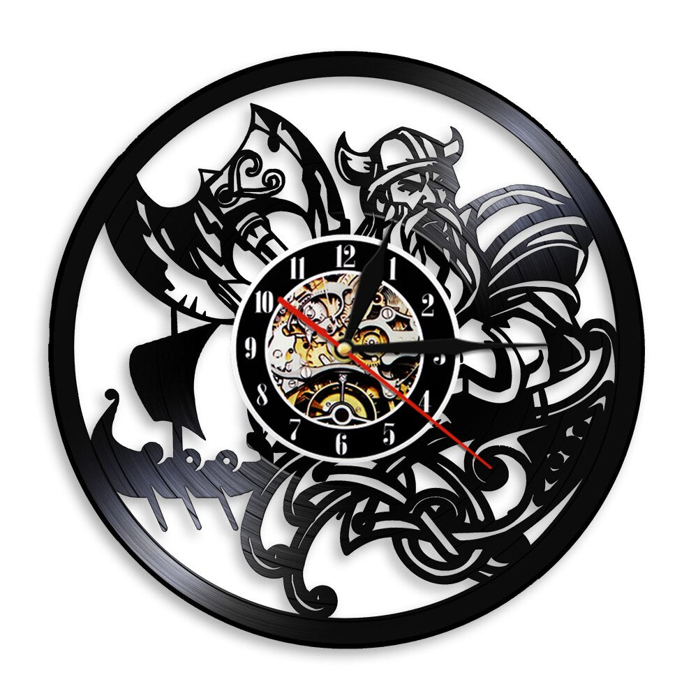 Scandinavian Viking Pray Odin Asgard Valhalla Medieval Viking Wall Clock Thor Ragnarok Nordic Runes Nordland Axe Wall Clock by Woody Signs Co. - Handmade Crafted Unique Wooden Creative