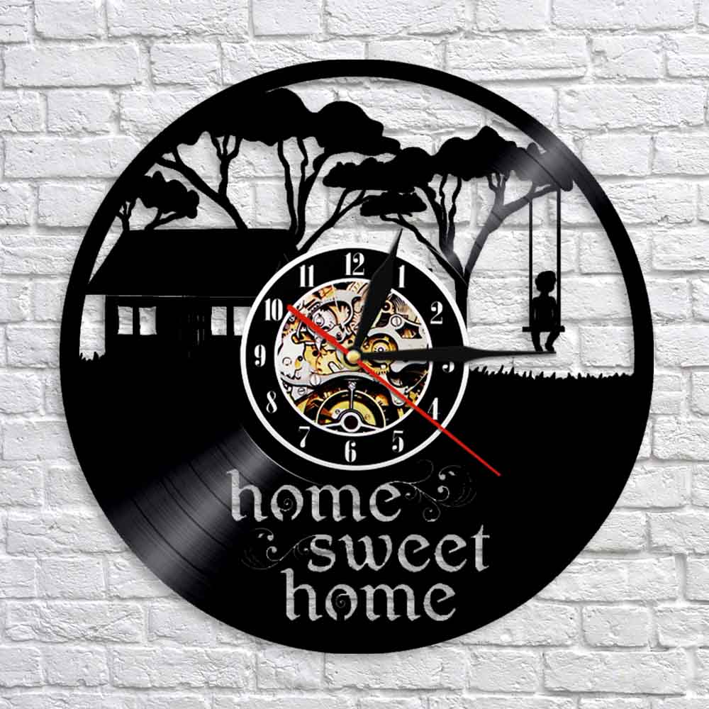 Kid Swinging In A Tree Wall Clock Home Sweet Home Vinyl Record Wall Clock Happy Childhood Housewarming Gift by Woody Signs Co. - Handmade Crafted Unique Wooden Creative