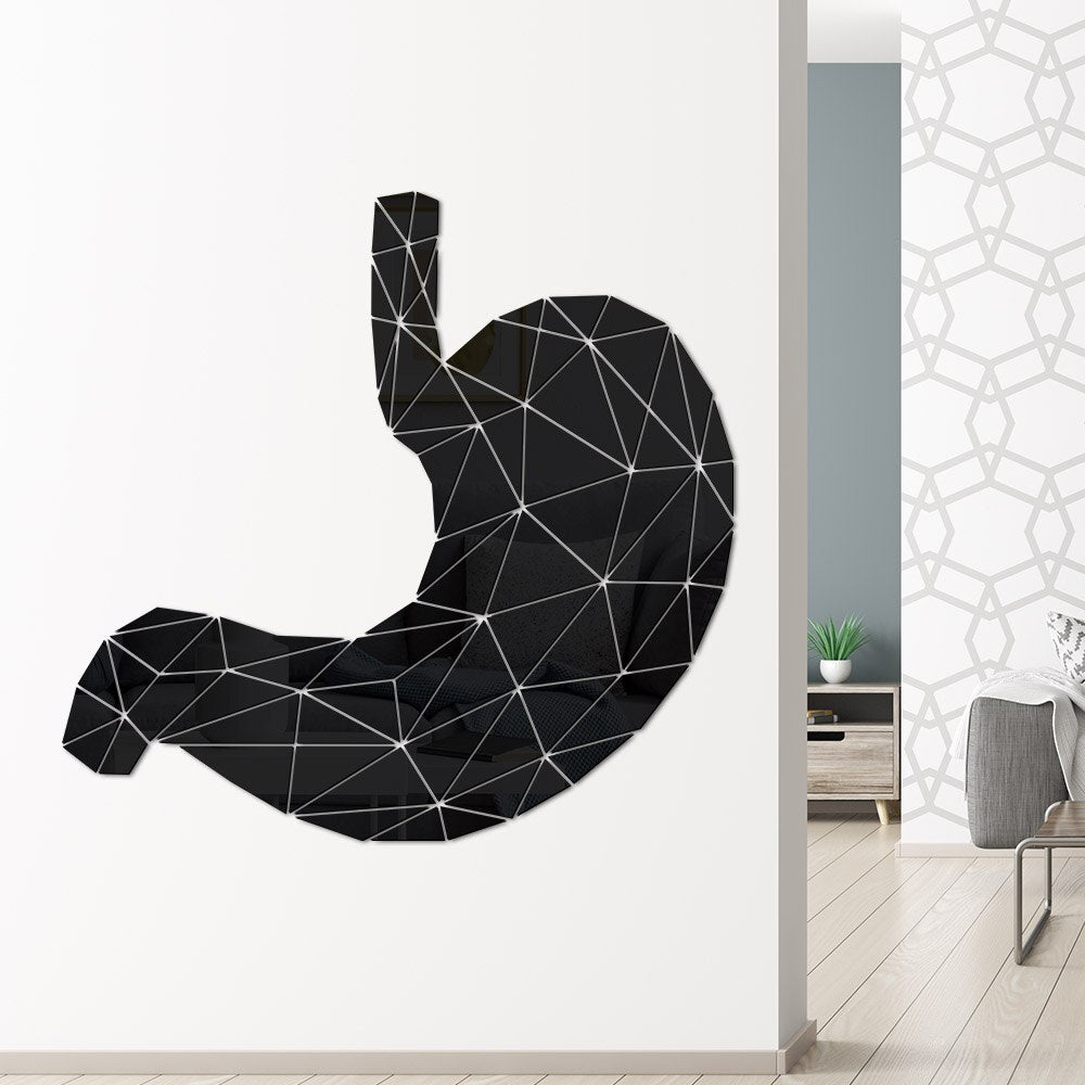 Stomach Anatomy Geometric Acrylic Mirror Wall Sticker Digestive System Medical 3D Mirrored Wall Decal Med Student Gift by Woody Signs Co. - Handmade Crafted Unique Wooden Creative
