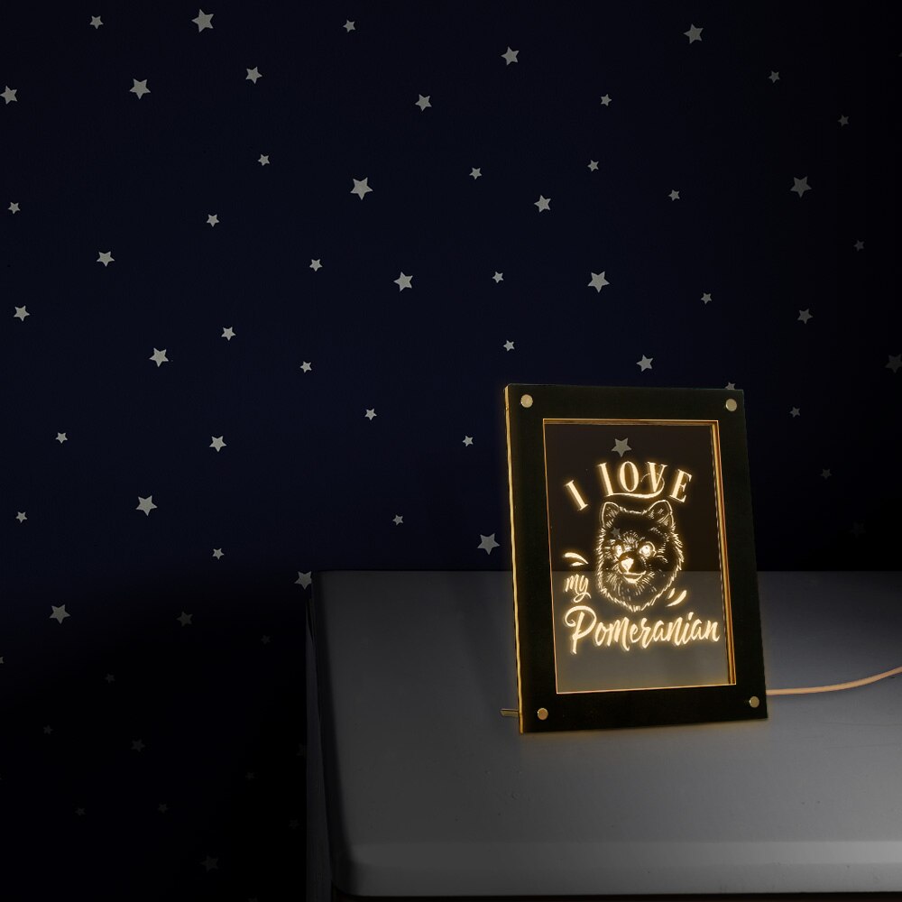 I Love My Pomeranian Zwergspitz LED Night Lamp Custom Wooden Frame Dwarf Spitz Illuminated Picture Frame Night Light Display by Woody Signs Co. - Handmade Crafted Unique Wooden Creative