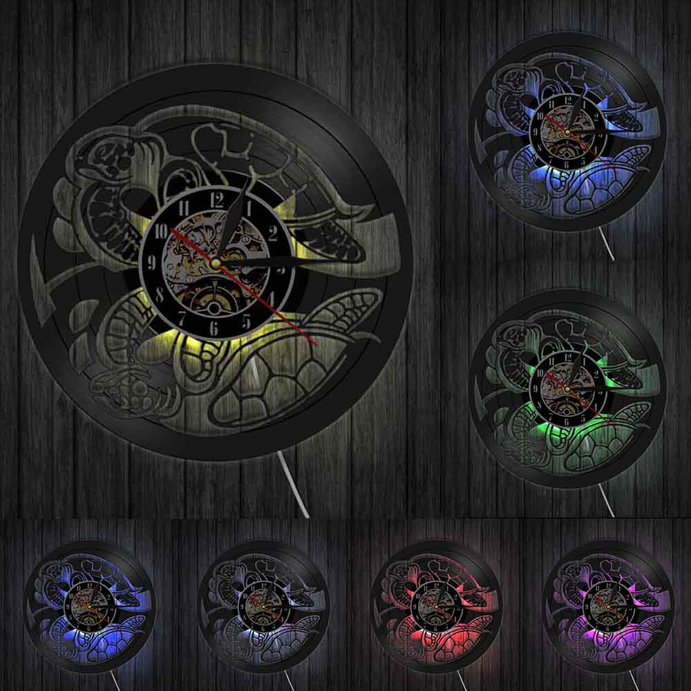 Beach Life Sea Animal Amphibian Turtle Wall Clock Sea Turtle Summer Vinyl Record Wall Clock Tortoise by Woody Signs Co. - Handmade Crafted Unique Wooden Creative