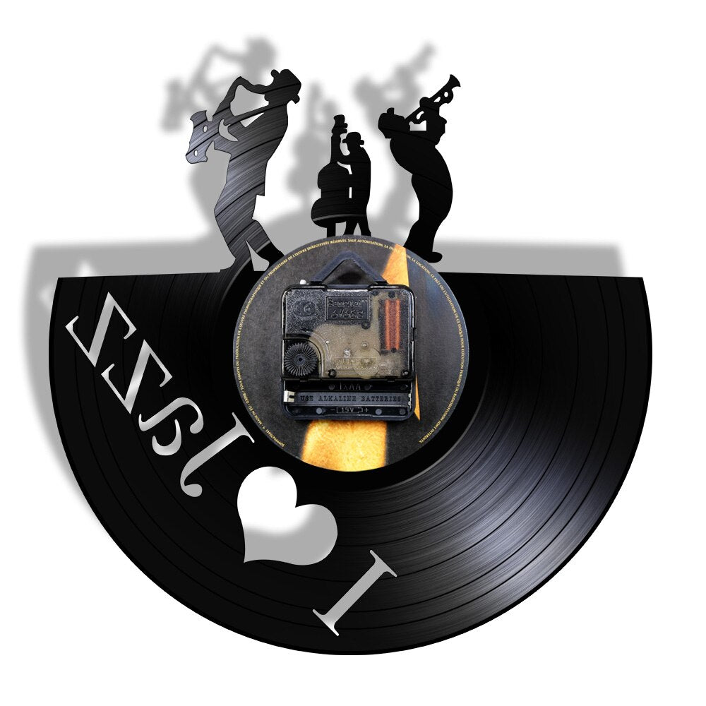 Jazz Music Player Vinyl Record Wall Clock Blues Jazz Music Note Art Decor Handmade Gift For Jazz Lover by Woody Signs Co. - Handmade Crafted Unique Wooden Creative