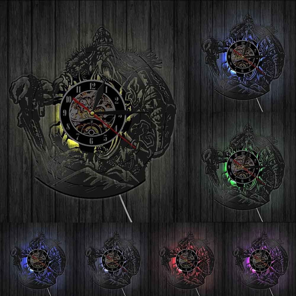 Scandinavian mythology God OdinViking Warrior With Sword And Shield Wall Clock Barbarian Warrior Vinyl Record Clock by Woody Signs Co. - Handmade Crafted Unique Wooden Creative