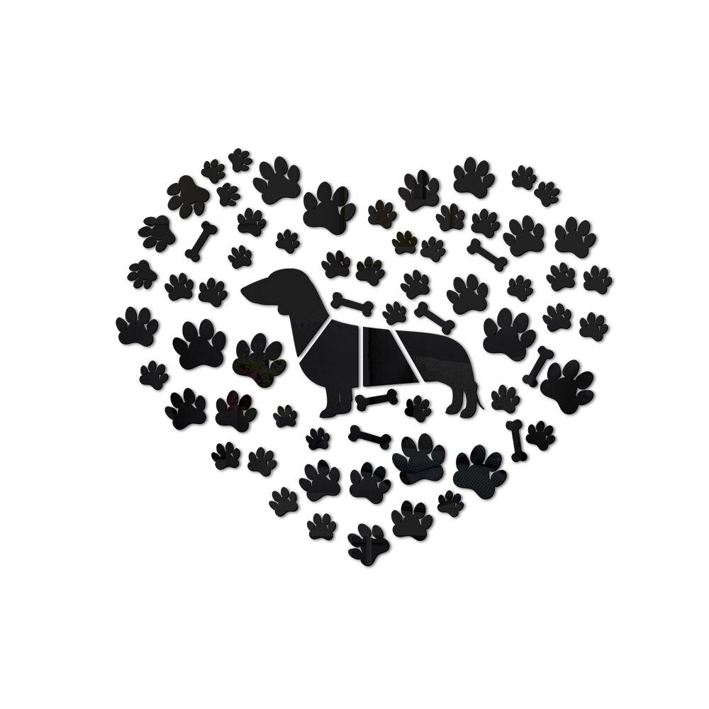 Dachshund Dog Paws Dog Bone Acrylic Mirror Effect Wall Stickers Wiener Dog DIY Giant Decal Doxie Sausage Dog by Woody Signs Co. - Handmade Crafted Unique Wooden Creative