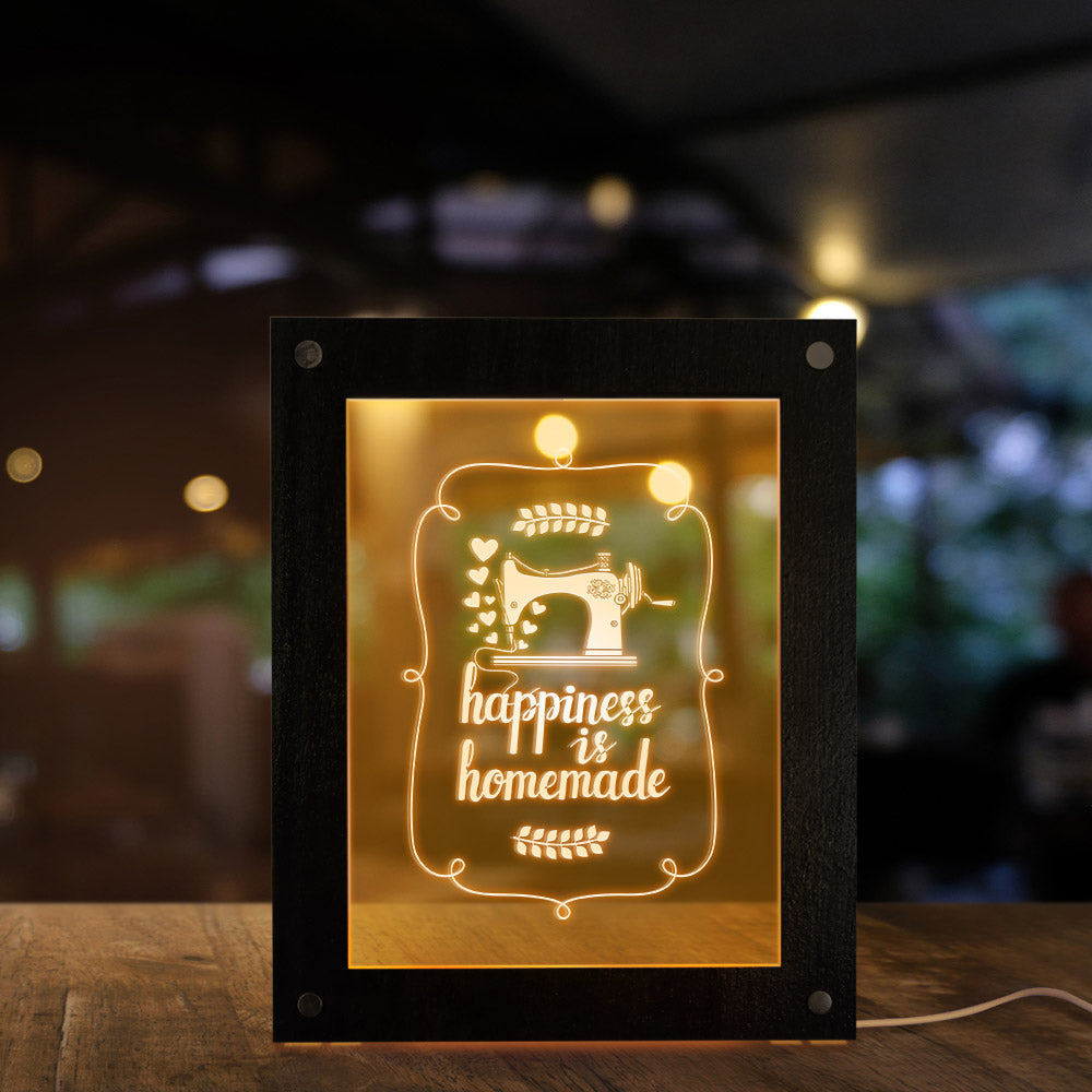 Tailor Shop Desktop LED Open Sign for Business Displays Sewing Room Custom Logo Wooden Frame Quilting LED Lighting Picture Frame by Woody Signs Co. - Handmade Crafted Unique Wooden Creative