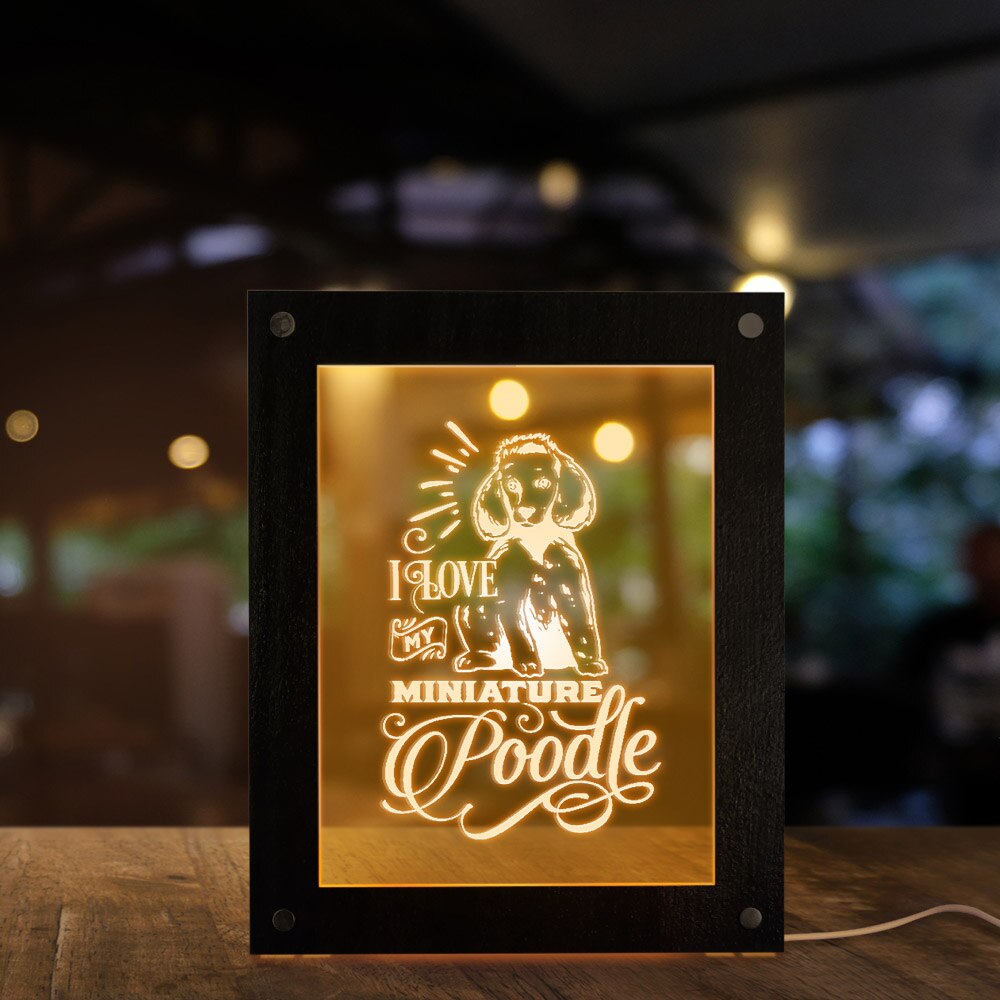 I Love My Miniature Poodle Caniche Dog Breed Modern Lighting Puppy Dog Picture Frame Bedside Night Lamp by Woody Signs Co. - Handmade Crafted Unique Wooden Creative