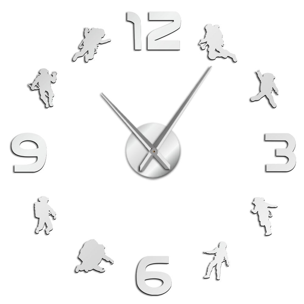 Astronaut DIY Mirror Surface Large Modern Wall Clock Outer Space Kid Room Spacemen Frameless by Woody Signs Co. - Handmade Crafted Unique Wooden Creative