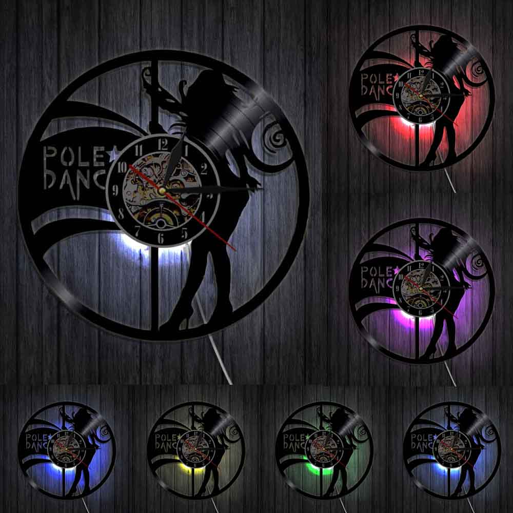 Pole Dancer Clock Night Club Girl Sexy Female Strippers Wall Clock Gift For Dancers Dancing Modern Vinyl Record Clock by Woody Signs Co. - Handmade Crafted Unique Wooden Creative