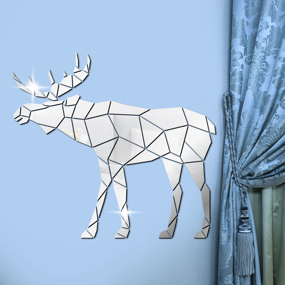 Moose Polygonal Wall Stickers Wild Animal Hunting Modern Deer Geometric DIY Acrylic Mirror Stickers Mural Hunter by Woody Signs Co. - Handmade Crafted Unique Wooden Creative