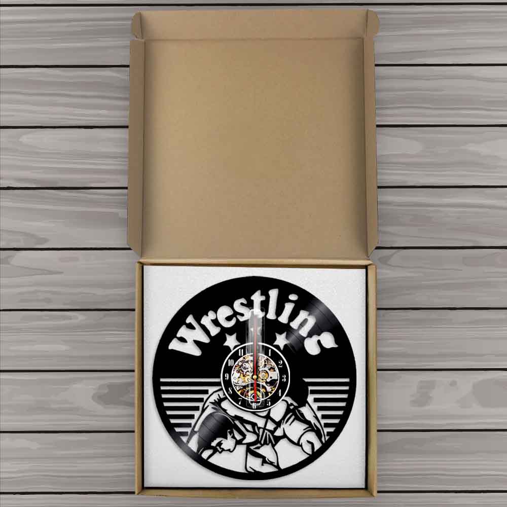 Freestyle Wrestling Combat Sport Wall Hanging Clock Fighters Boxing Club Decor Vinyl Record Wall Clock by Woody Signs Co. - Handmade Crafted Unique Wooden Creative
