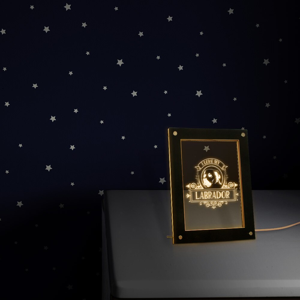 I Love My Labrador LED Lighting Text Photo Frames Labrador Retriever Wooden LED Night Light Display  Dog Lover by Woody Signs Co. - Handmade Crafted Unique Wooden Creative