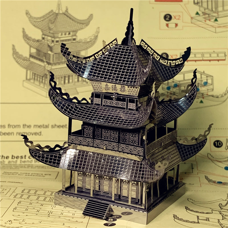 3D metal puzzle Yueyang Tower Chinese architecture DIY Assemble Model Kits Laser Cut Jigsaw toy gift (Yueyang Tower) by Woody Signs Co. - Handmade Crafted Unique Wooden Creative