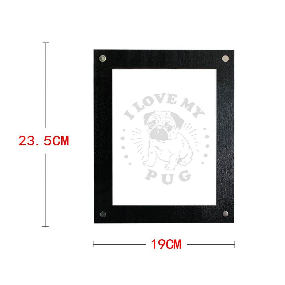 I Love My Pug Wooden Led Photo Frame Night Light Dutch Mastiff Custom Lighting Text Picture Frame Dutch Bulldog Puppy by Woody Signs Co. - Handmade Crafted Unique Wooden Creative