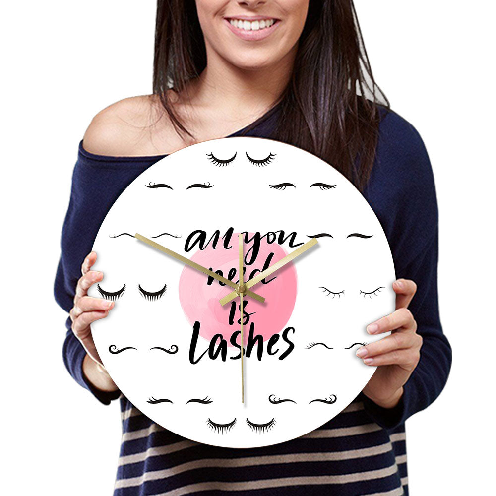 All You Need Is Lashes Beauty Salon Quote Silent Eyelash Extension Style Guide Lashes Salon Wall Clock by Woody Signs Co. - Handmade Crafted Unique Wooden Creative