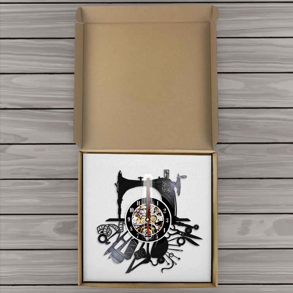 Sewing Machine Hobby Craft Room Decor Vinyl Record Wall Clock Beautiful Wall Sign For Clothes Designer by Woody Signs Co. - Handmade Crafted Unique Wooden Creative