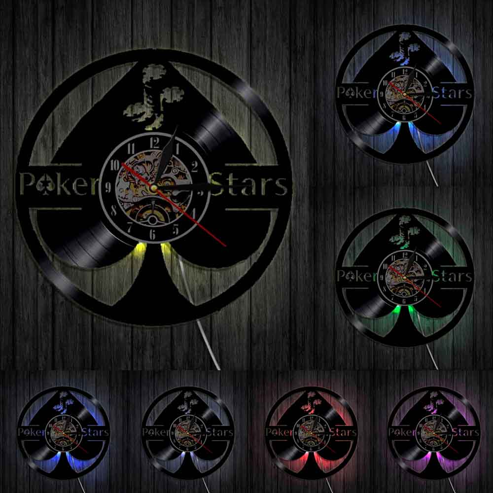 Lucky Poker Ace of Spades Vinyl Record 5 Stars Gift Star Tonight Wall Clock Poker Player Vinyl Clock Gamblers Gift by Woody Signs Co. - Handmade Crafted Unique Wooden Creative
