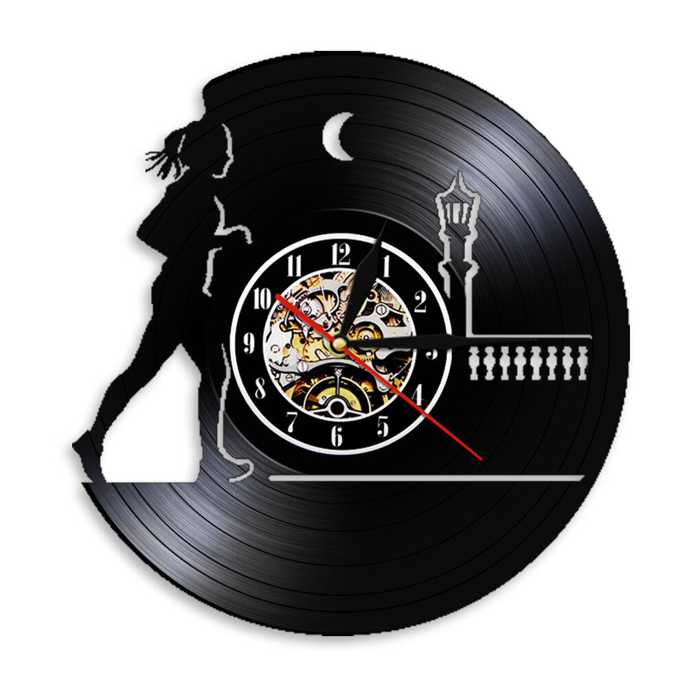 Running Through The Night Female Runner Night Running Wall Clock Jogging Lady Retro Vinyl Record Wall Clock Running Lovers Gift by Woody Signs Co. - Handmade Crafted Unique Wooden Creative
