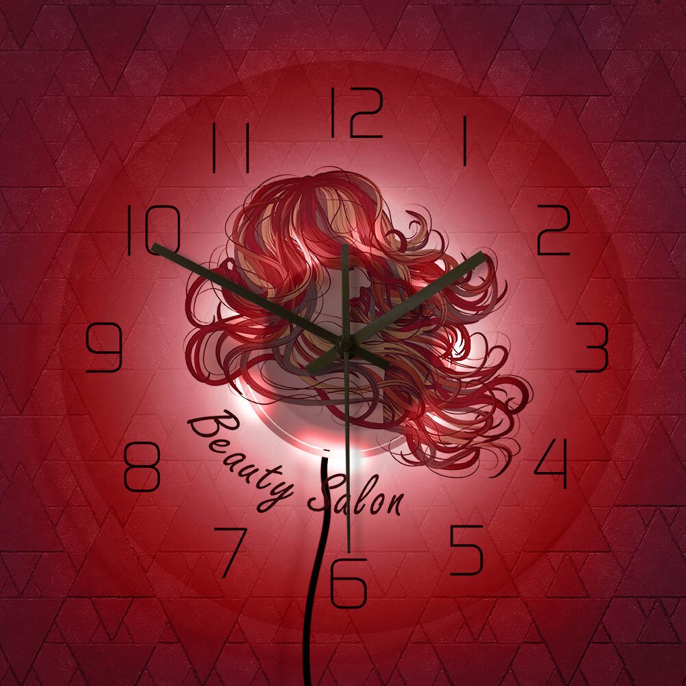 Beautiful Lady With Long Hair Wall Clock Beauty Hair Salon Wall Clock Hair Studio Hairstylist Decor Hairdresser Gift by Woody Signs Co. - Handmade Crafted Unique Wooden Creative