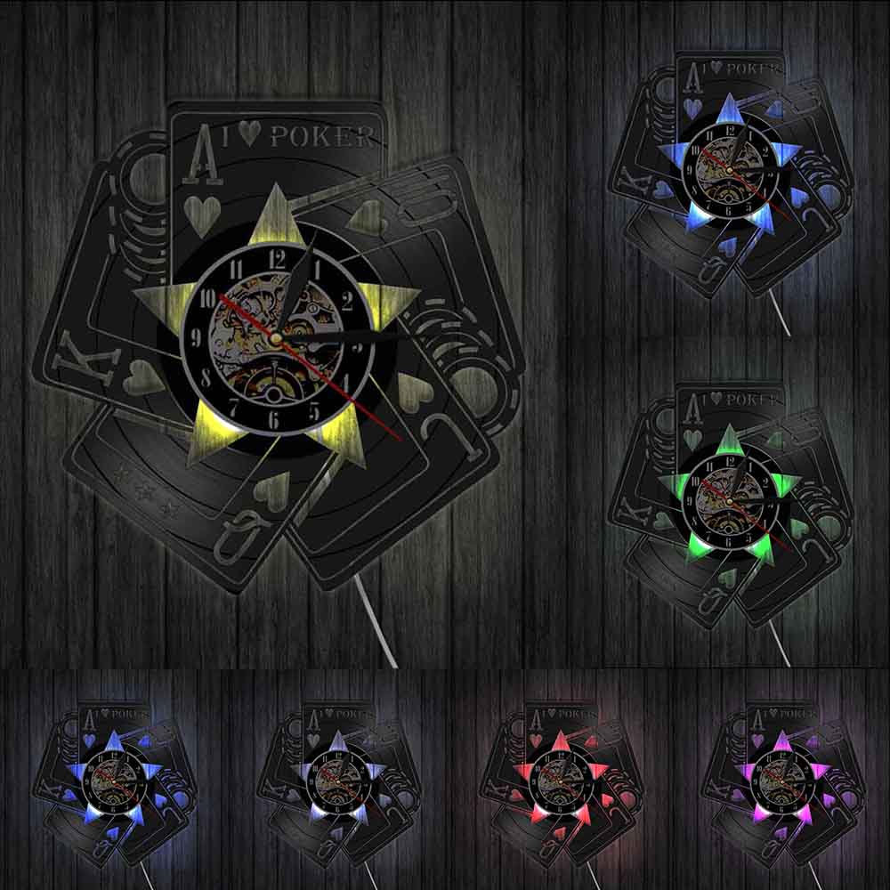 I Love Poker Royal Flush Spades Gamble Room Wall Clock Poker Cards Las Vegas Gamble Cards Vinyl Record Wall Clock by Woody Signs Co. - Handmade Crafted Unique Wooden Creative