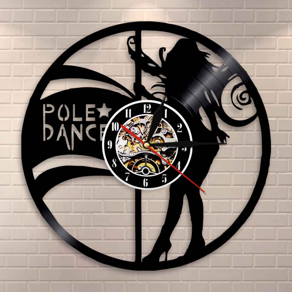 Pole Dancer Clock Night Club Girl Sexy Female Strippers Wall Clock Gift For Dancers Dancing Modern Vinyl Record Clock by Woody Signs Co. - Handmade Crafted Unique Wooden Creative