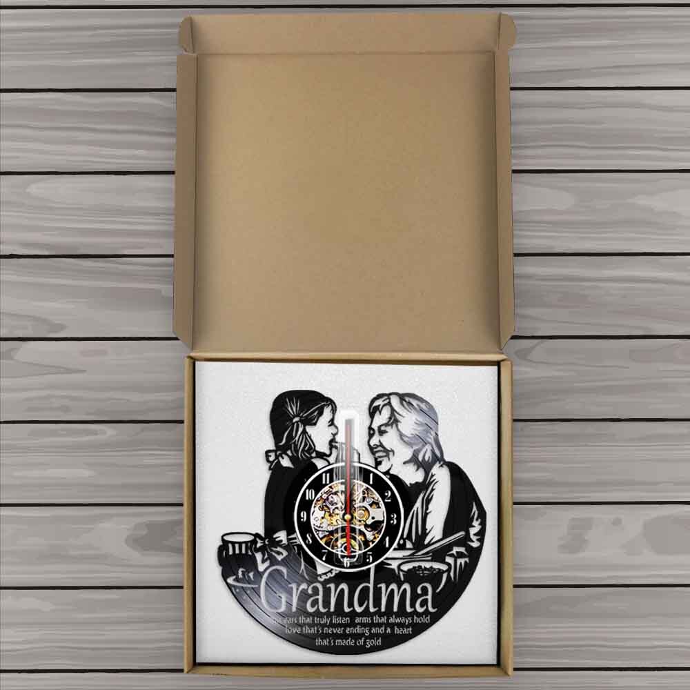 Grandma and Granddaughter Wall Clock Vinyl Record Clock Mama Quotes Housewarming Gift for Grandmother by Woody Signs Co. - Handmade Crafted Unique Wooden Creative