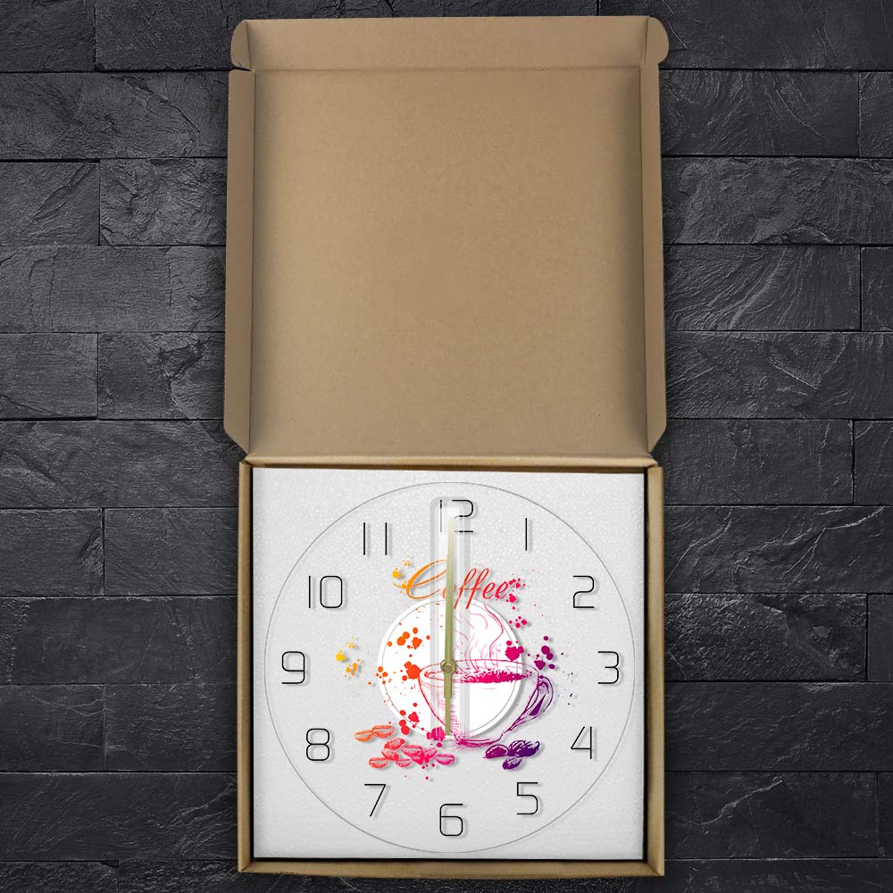 Coffee Themed Modern Wall Clock Coffee House Wall Sign Decoration Painted Cafe Wall Clock With Coffee Beans And Cup by Woody Signs Co. - Handmade Crafted Unique Wooden Creative