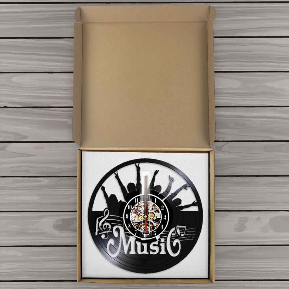 Put Up Your Hand Music Rock N Roll Vinyl Record Wall Clock Hanging Modern Silent Watch Rock Music Lover by Woody Signs Co. - Handmade Crafted Unique Wooden Creative