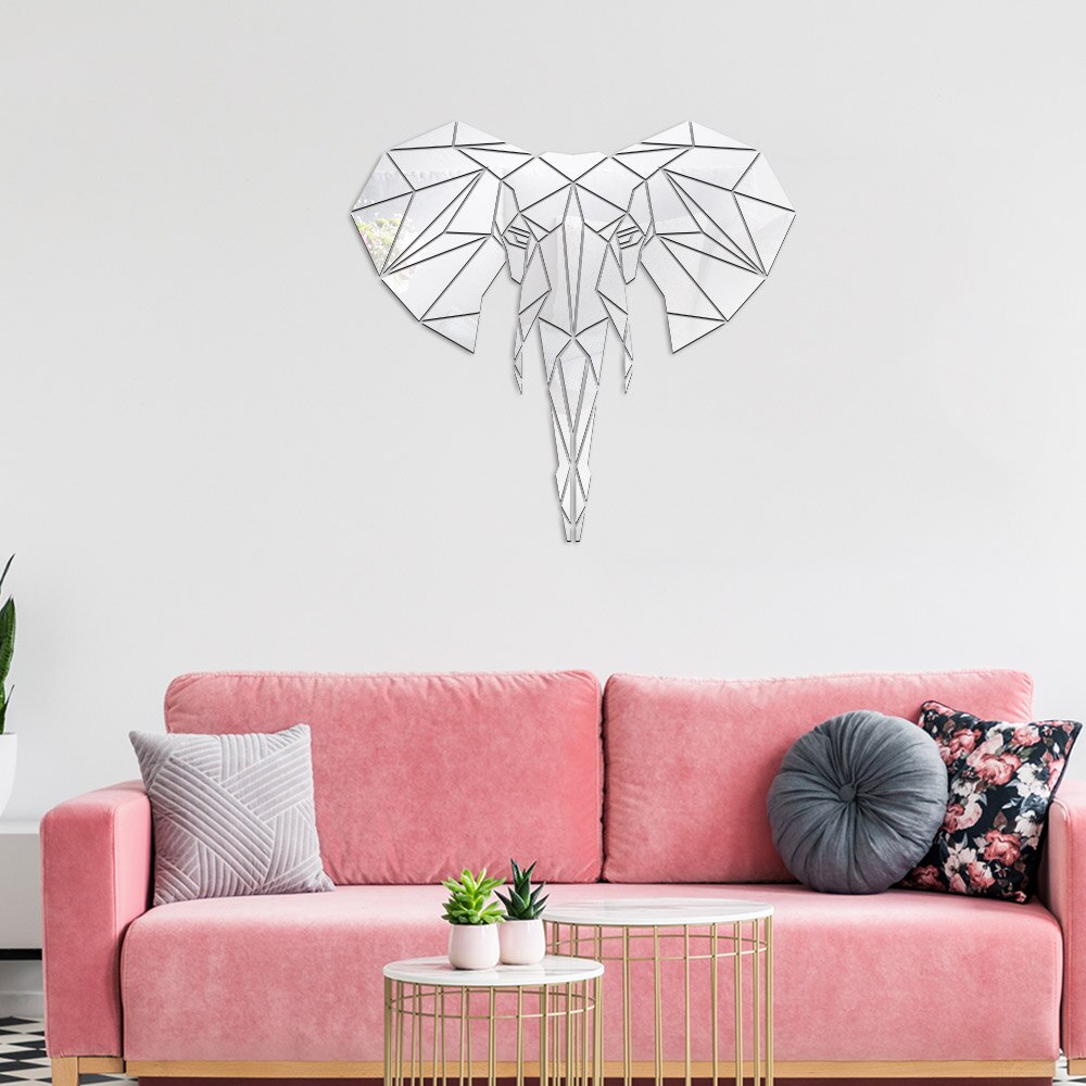 Elephant Acrylic Mirror Wall Stickers Wildlife Animal Mural Geometric Elephant Shape Wall Mirror Safari DIY by Woody Signs Co. - Handmade Crafted Unique Wooden Creative