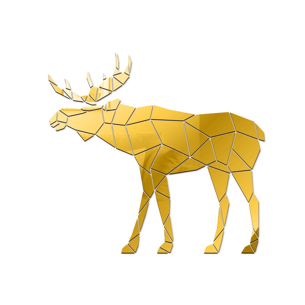 Moose Polygonal Wall Stickers Wild Animal Hunting Modern Deer Geometric DIY Acrylic Mirror Stickers Mural Hunter by Woody Signs Co. - Handmade Crafted Unique Wooden Creative
