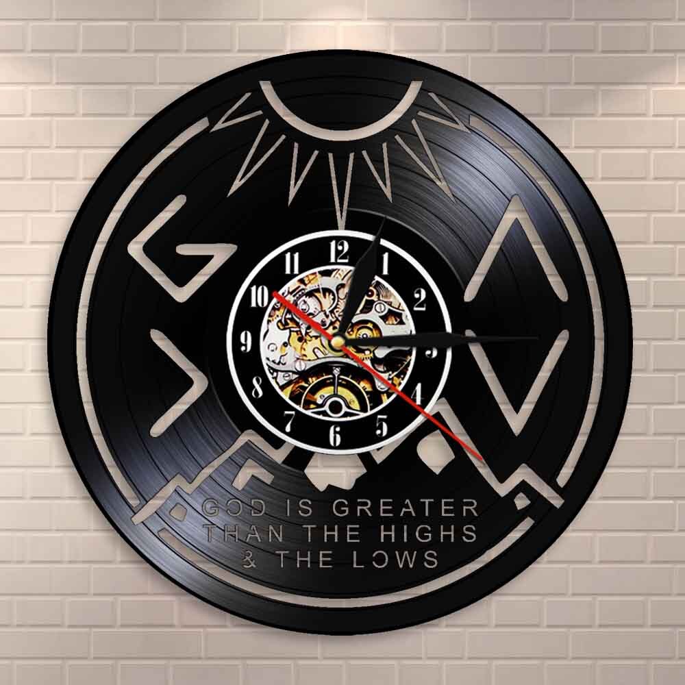 God Is Greater Than The Highs And Lows Religious Wall Clock Inspirational Faith Christian God Vinyl Record Wall Clock by Woody Signs Co. - Handmade Crafted Unique Wooden Creative
